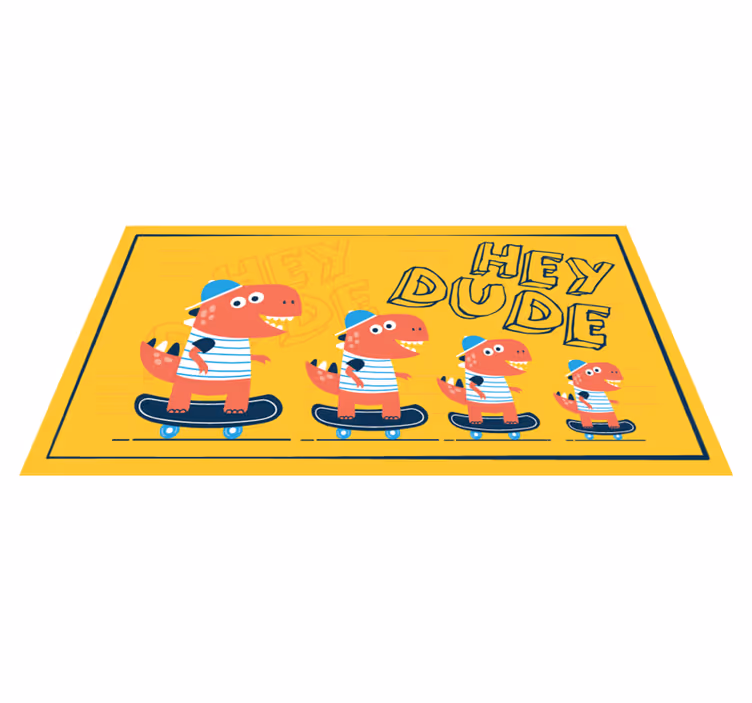 hey dude dinosaur on skateboard animal rug - TenStickers