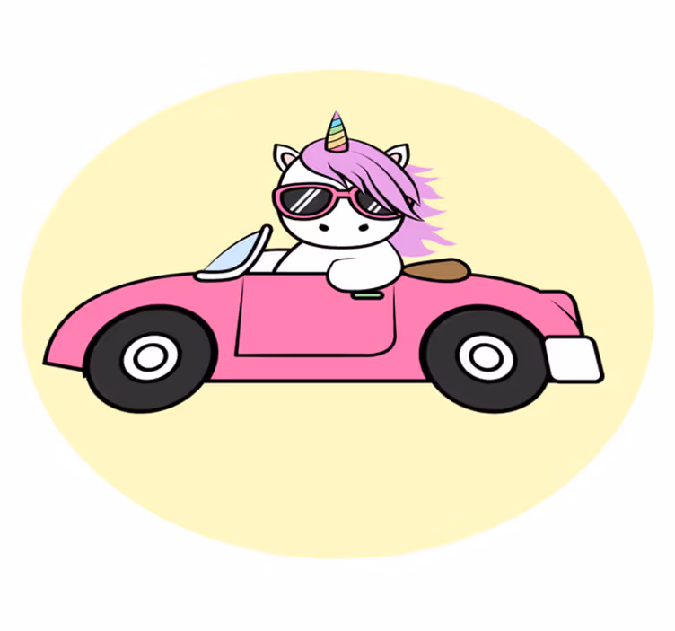 Cool unicorn driving animal rug - TenStickers