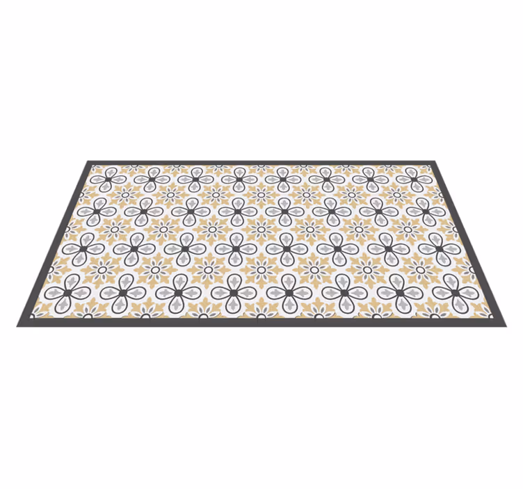 Antique floral tile kitchen vinyl rug - TenStickers