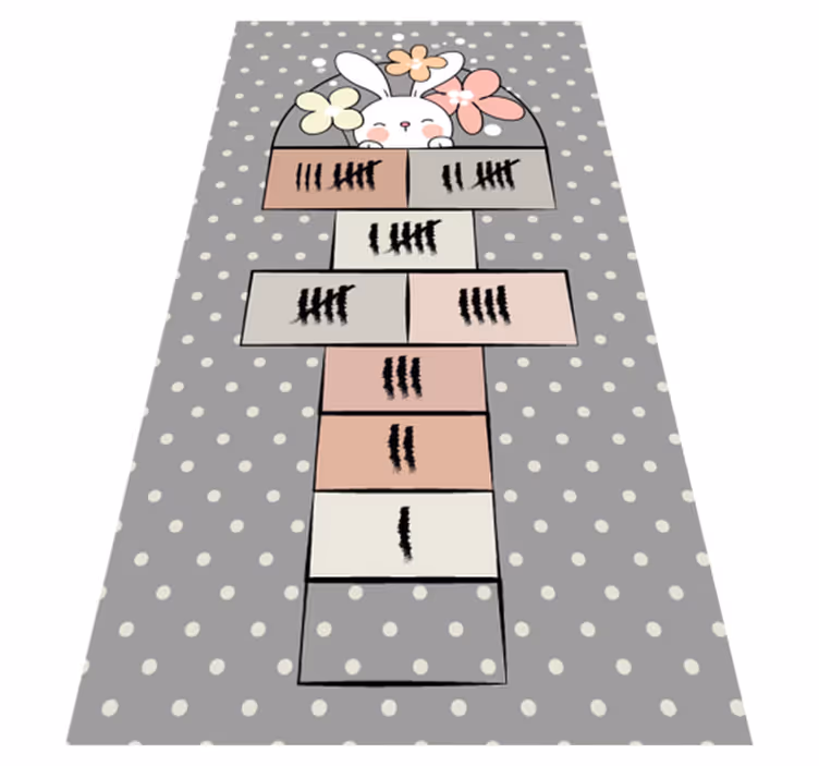 Nordic rabbit hopscotch game mat - TenStickers