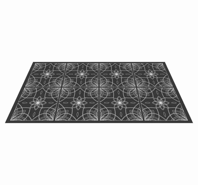 Floral Outline flower vinyl rug - TenStickers