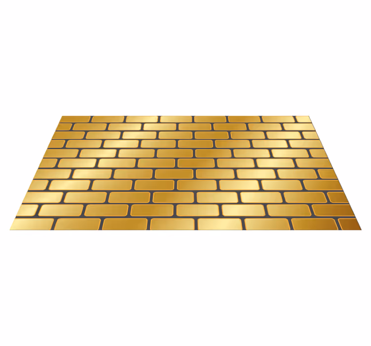 Gold brick wall illustration modern rug - TenStickers