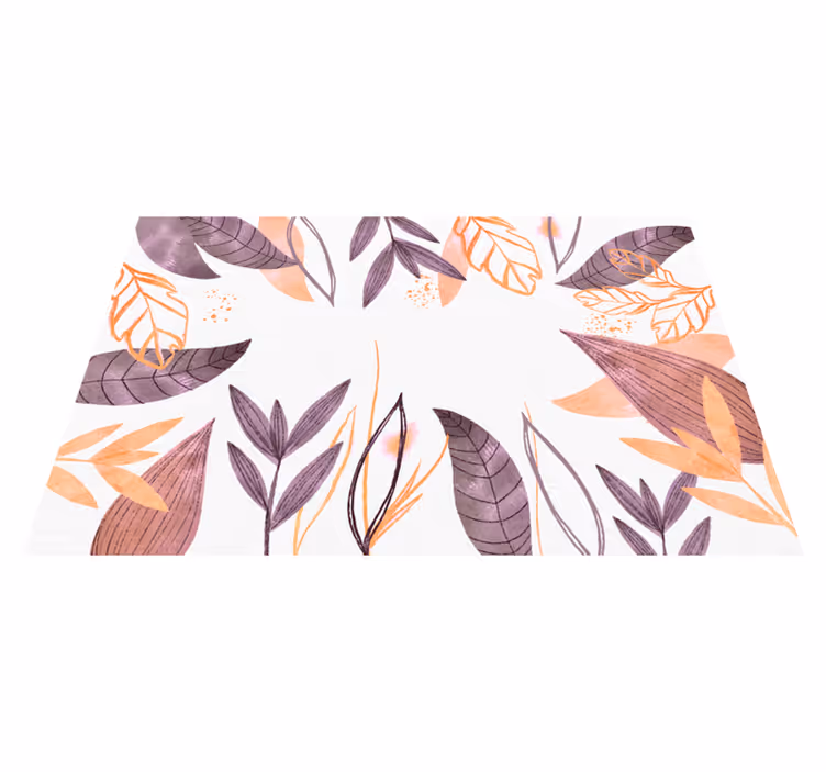 Elegant leaf patterns bedroom vinyl rug - TenStickers
