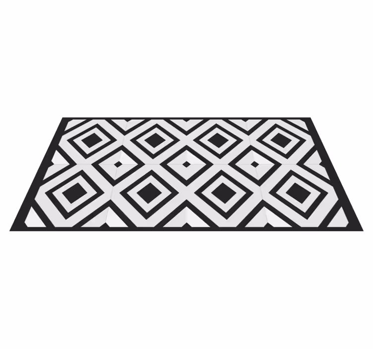 Black and white square diamonds vintage rug - TenStickers