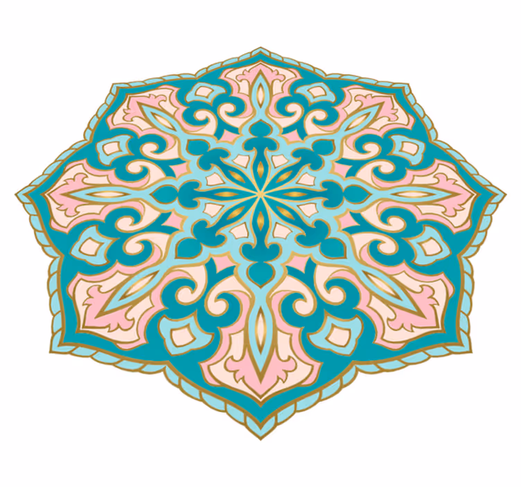 Turquoise and pink  mandala vinyl rug - TenStickers