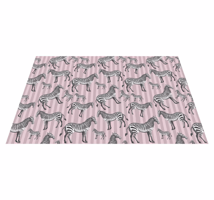 Striped Zebras animal print vinyl rug - TenStickers