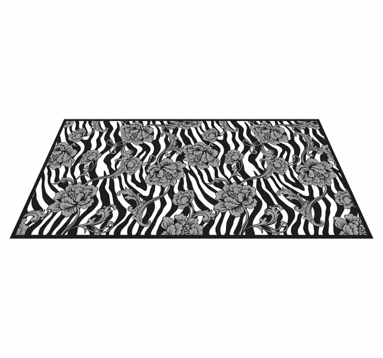Botanical Contrast flower vinyl rug - TenStickers