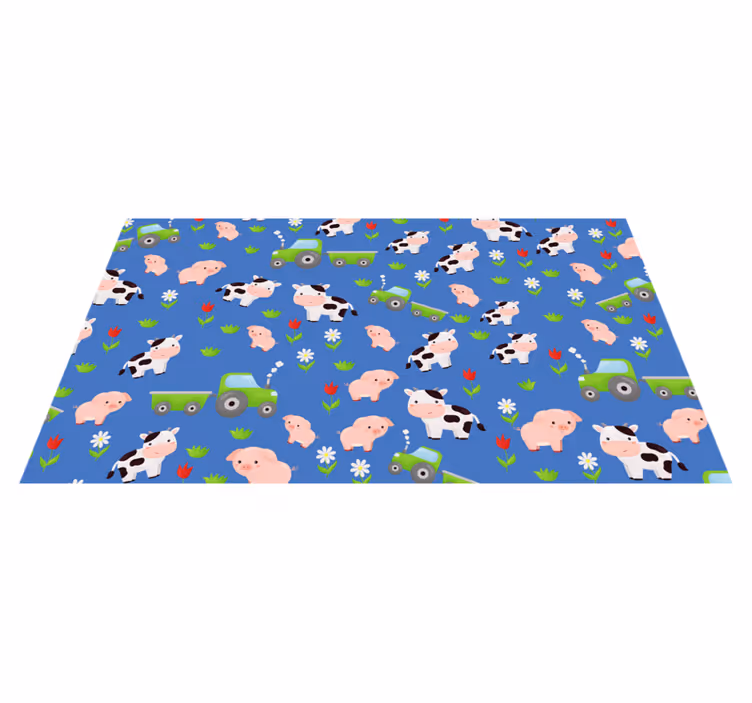 Playful Farmyard vinyl rug - TenStickers