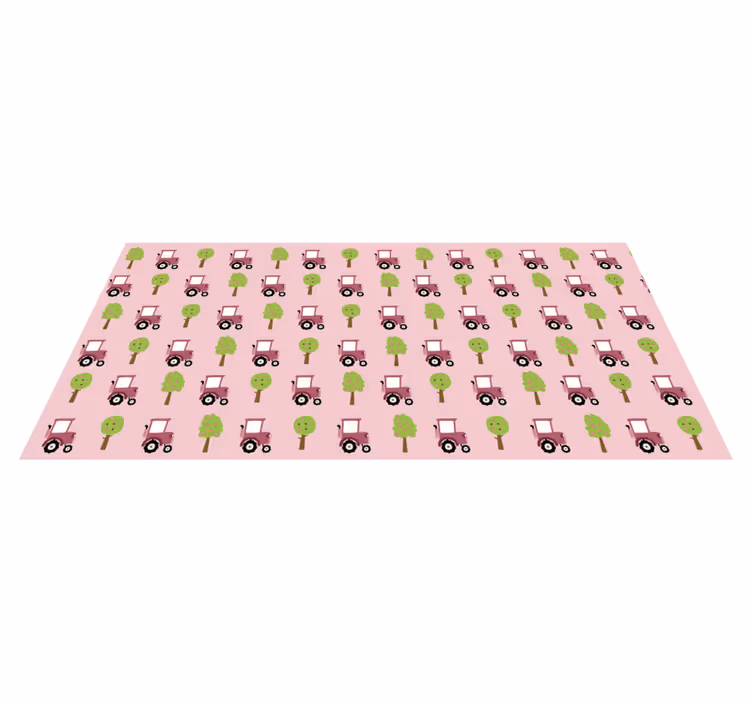 Pink tractor pattern kids vinyl rug - TenStickers