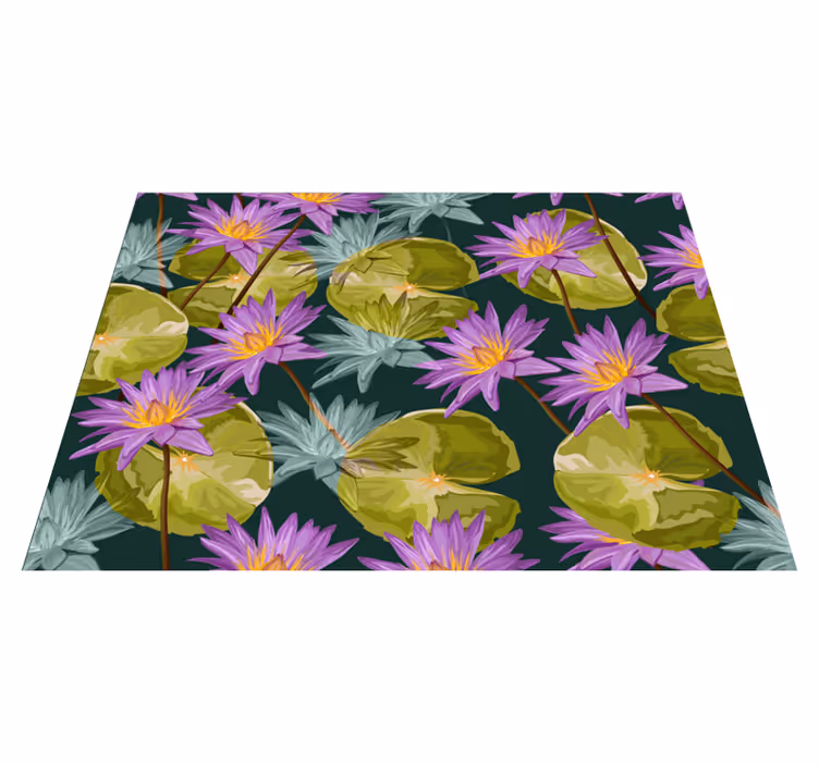 Botanical Waterlilies flower vinyl rug - TenStickers