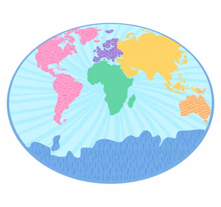 Colorful Map Circle world map vinyl rug - TenStickers