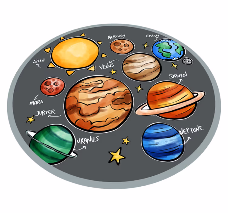 Planets and names kids vinyl rug - TenStickers