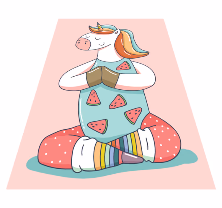 Meditating Unicorn vinyl rug - TenStickers