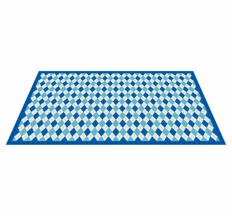 CHECKERED BLUE PATTERN tile vinyl rug - TenStickers