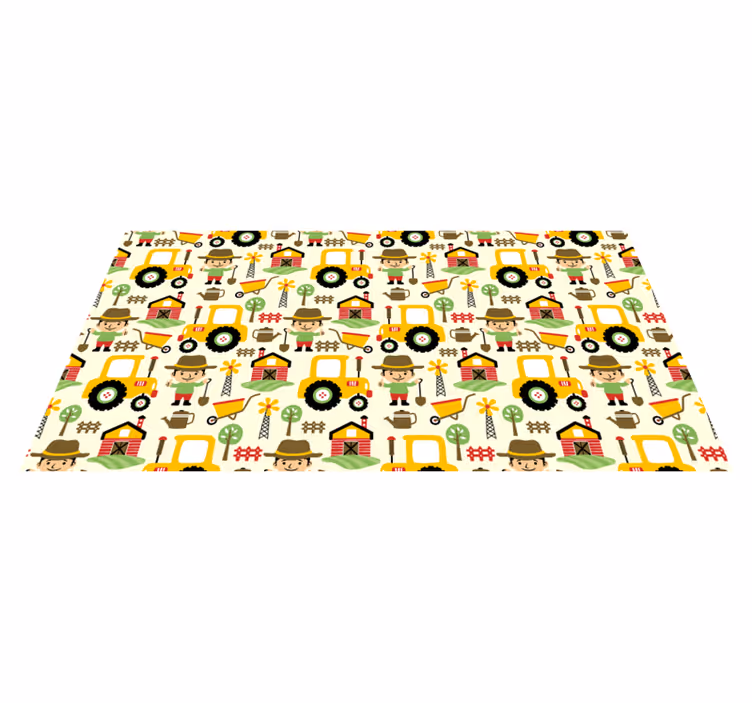 Kids vinyl rug with farm animal design - TenStickers