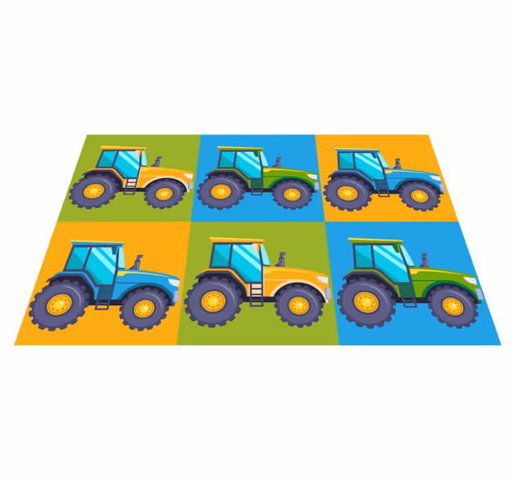 Multi-coloured Tractor Tiles kids vinyl rug - TenStickers