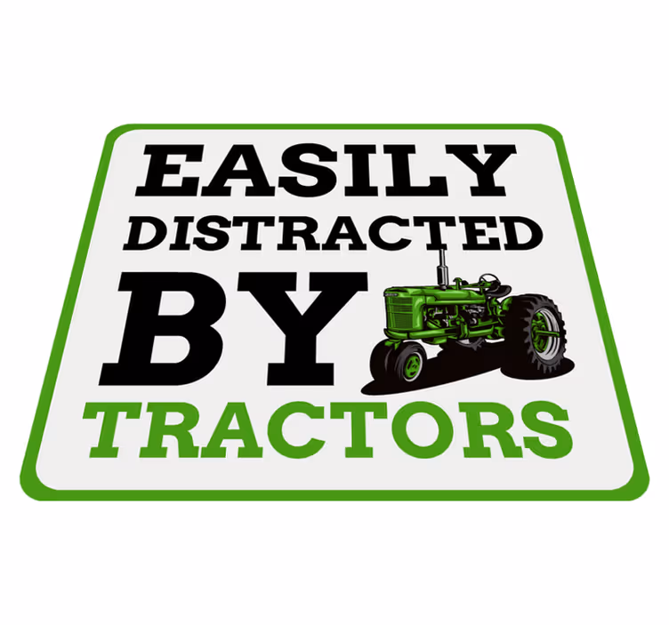 Easily Distracted by Tractors kids vinyl rug - TenStickers