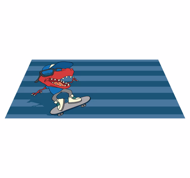 Skateboarding Dinosaur vinyl rug - TenStickers