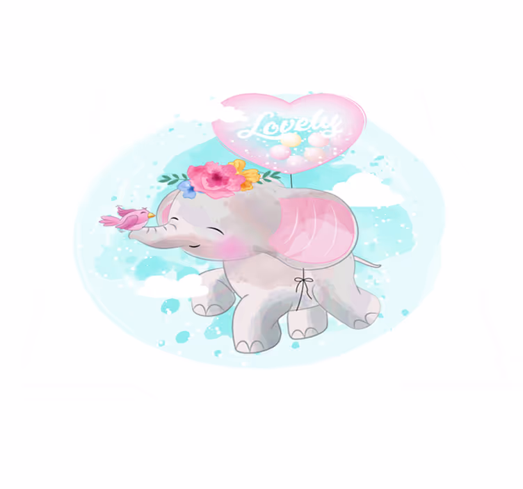 Childlike Elephant Illustration nursery vinyl rug - TenStickers