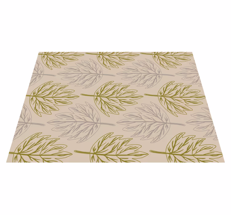 Green and grey leaf floral vinyl rug - TenStickers