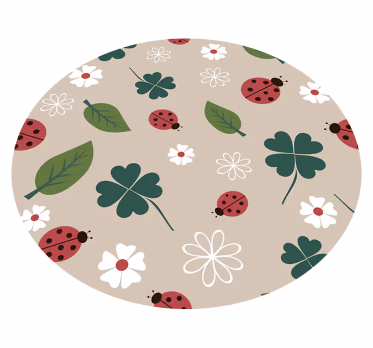 Springtime Ladybugs flower vinyl rug - TenStickers