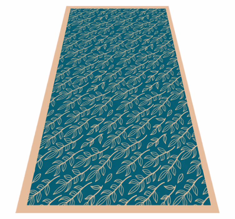 Green graceful leaves flower vinyl rug - TenStickers