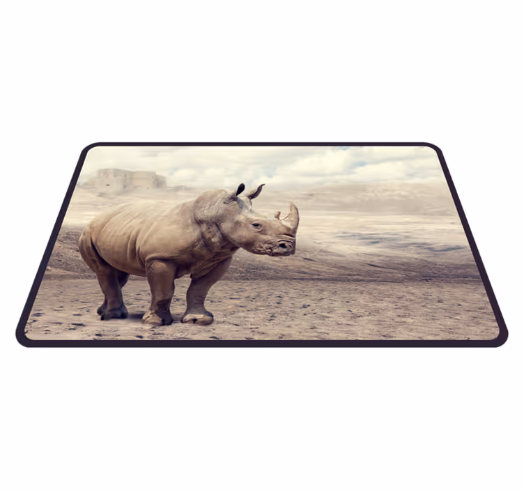 Wild Rhino animal rug brown and grey - TenStickers