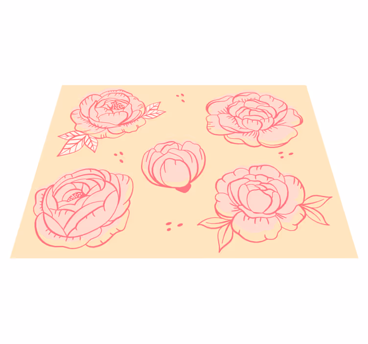 Pink Floral Motif flower vinyl rug - TenStickers