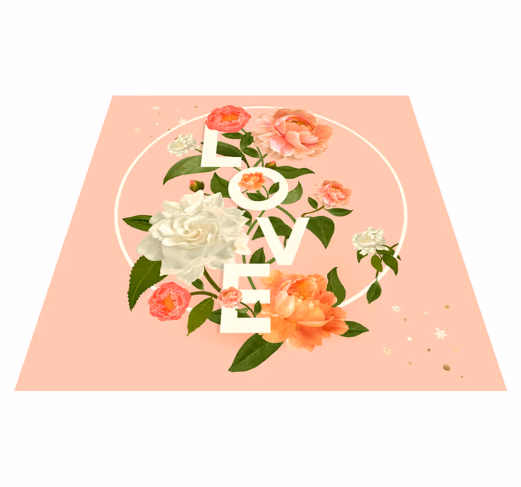 Peony Love text floral rug - TenStickers