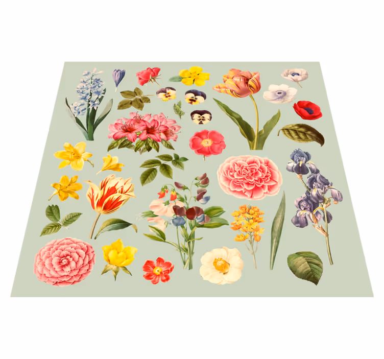 Peony and flower assortment floral rug - TenStickers