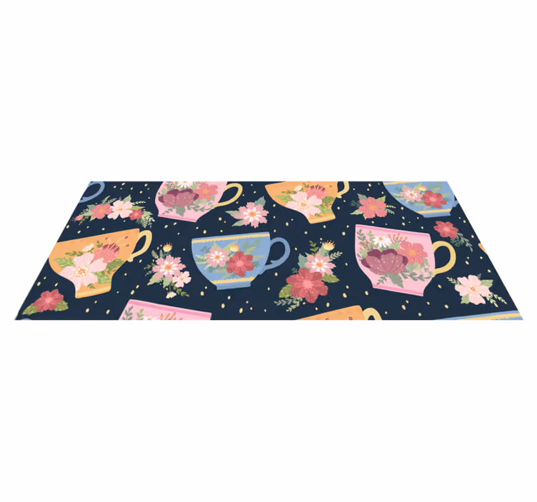 Ornamental cup of tea kitchen floor tiles - TenStickers