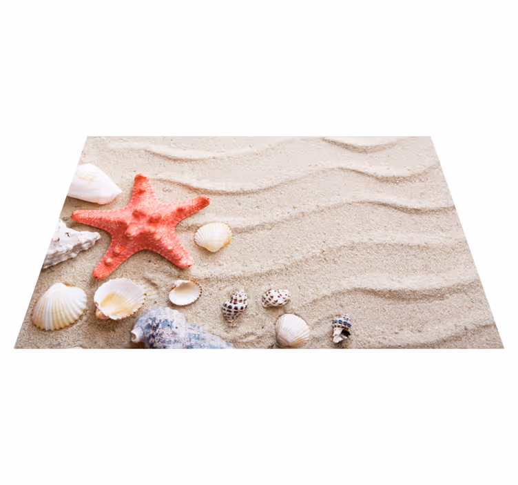 Starfish and shells on sand bathroom flooring - TenStickers