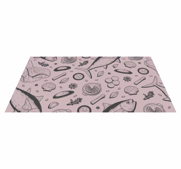 Seafood inspired motif kitchen vinyl rug - TenStickers