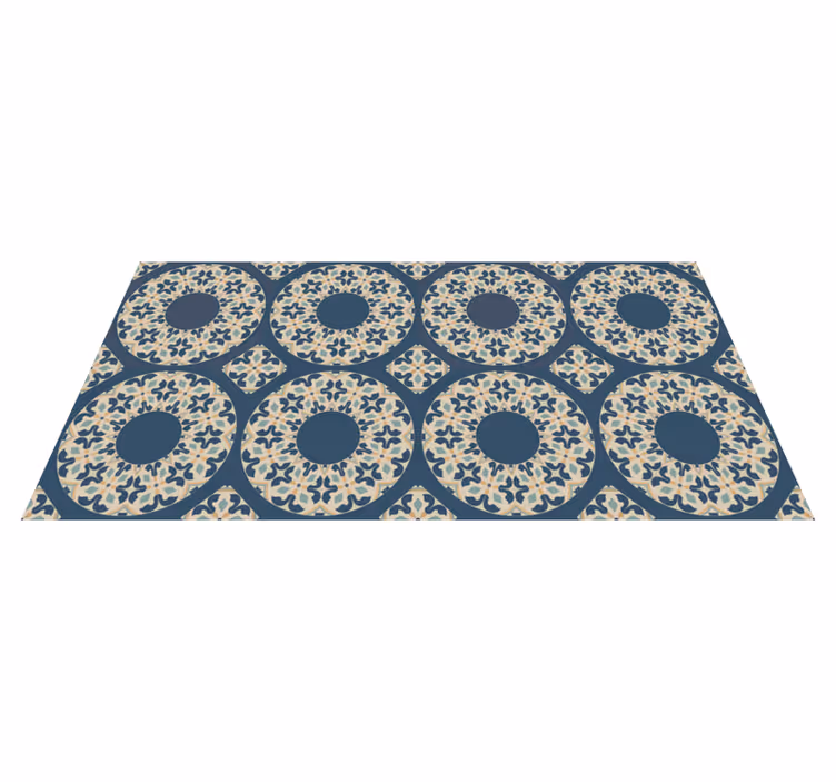 CIRCULAR PATTERNS BLUE mosaic vinyl rug - TenStickers