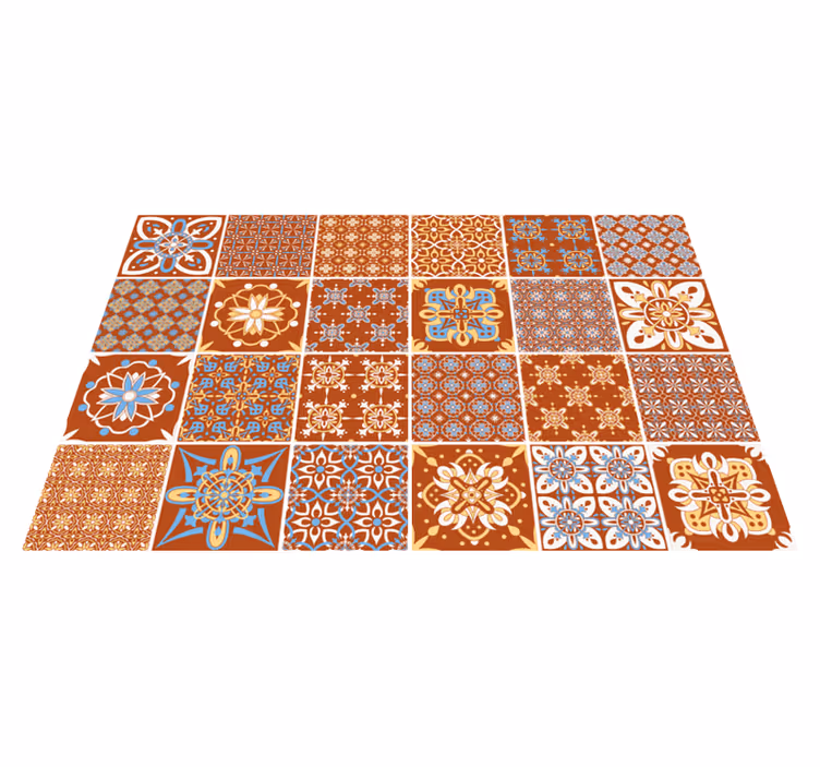 Red floral tile vinyl carpet - TenStickers