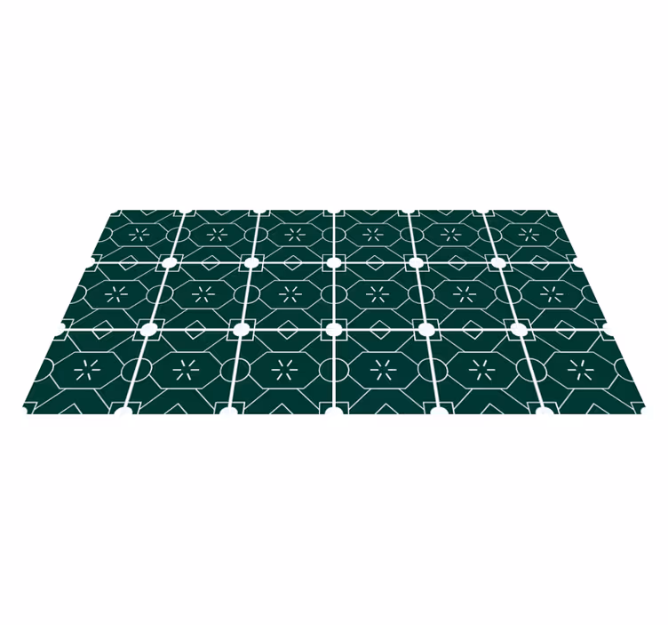 Tile vinyl rug geometric green arrangement - TenStickers