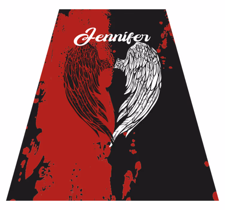 Heart wings with name teenager vinyl rug - TenStickers