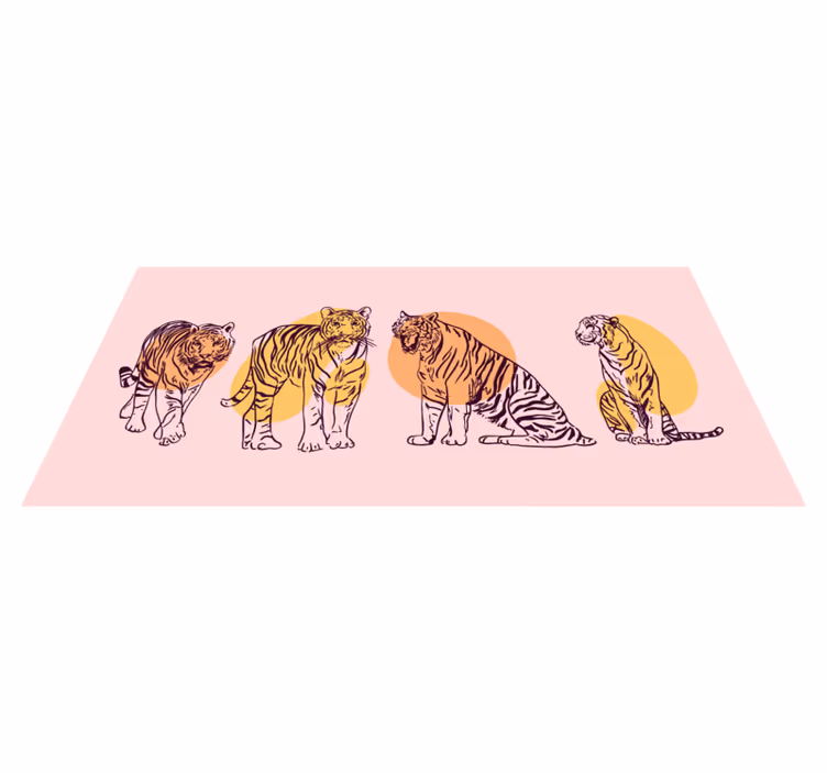 Framed tiger illustration animal vinyl rug - TenStickers