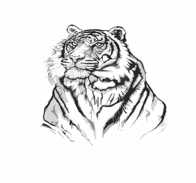 White tiger face animal vinyl rug - TenStickers