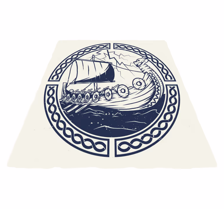 Viking Ship Motif modern vinyl rug - TenStickers