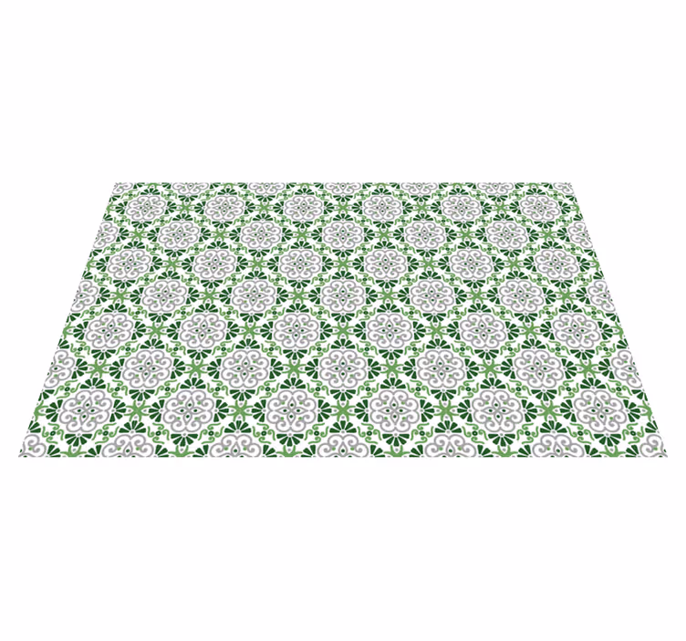 Portugese green flowers kitchen floor tiles - TenStickers