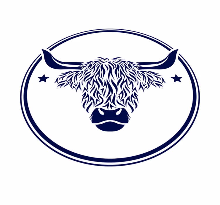Highland Cow Emblem animal vinyl rug - TenStickers