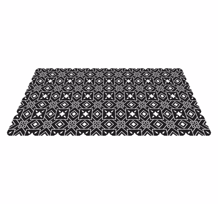 Black and white tiles pattern tile carpet - TenStickers