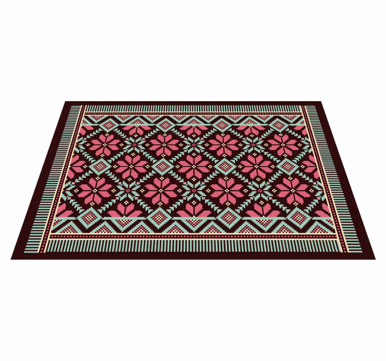 Nordic floral inspiration living room vinyl rug - TenStickers
