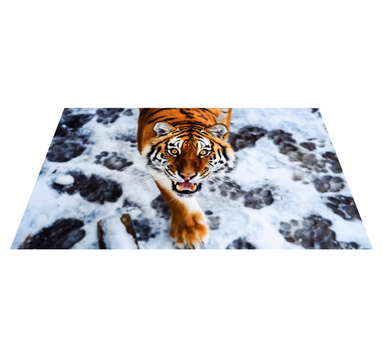 Fierce tiger stance animal vinyl rug - TenStickers
