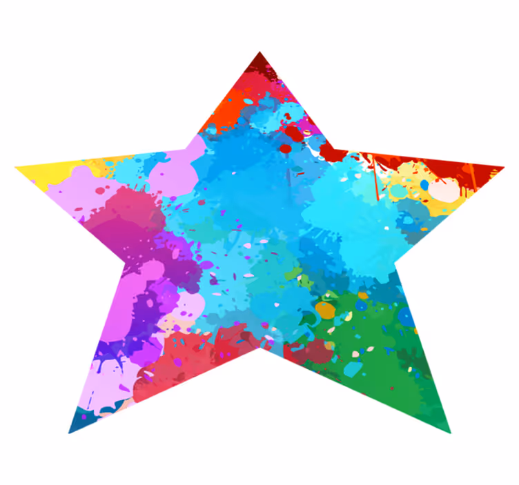 Star with colorful strokes vinyl rug - TenStickers