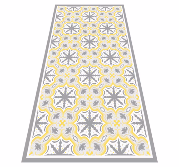 Gray and Yello Star Pattern kitchen vinyl rug - TenStickers