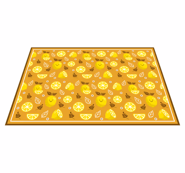 Cheerful Lemon Slice kitchen vinyl rug - TenStickers