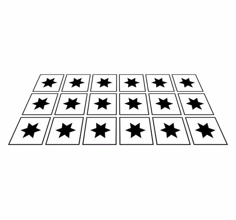 White star black tile effect vinyl rug - TenStickers