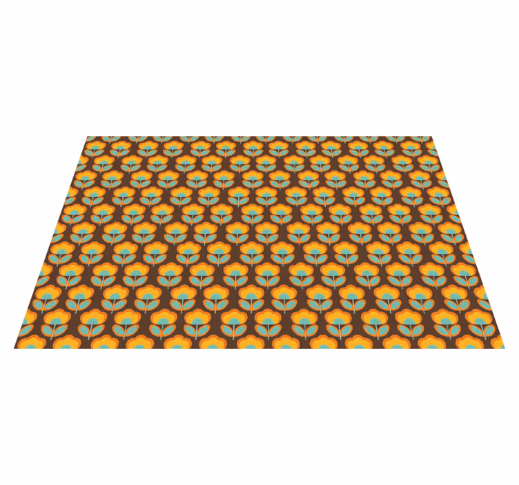 70s flowers with leaves floral rug - TenStickers